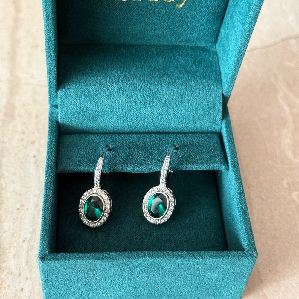Green and Silver Women's Earrings - Picture 6 of 8
